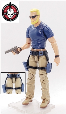 Belt with Drop Down Leg Holster: BLUISH GRAY Version - 1:18 Scale Modular MTF Accessory for 3-3/4" Action Figures