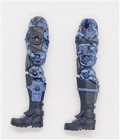 Male Legs: BLUE CAMO Armor Legs -  Right AND Left Pair-NO WAIST-LEGS ONLY  - 1:18 Scale MTF Accessory for 3-3/4" Action Figures