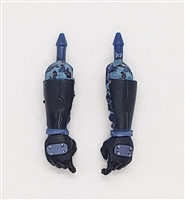 Male Forearms: BLUE CAMO MKII ARMORED with Armored Gloves - Right AND Left (Pair) - 1:18 Scale MTF Accessory for 3-3/4" Action Figures