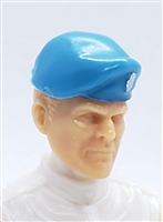 Headgear: Beret LIGHT BLUE with BLUE Trim Version - 1:18 Scale Modular MTF Accessory for 3-3/4" Action Figures