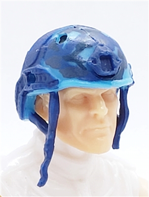 Headgear: Half-Shell Helmet BLUE CAMO Version - 1:18 Scale Modular MTF Accessory for 3-3/4" Action Figures