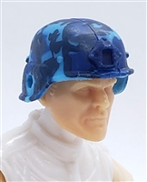 Headgear: LWH Combat Helmet BLUE CAMO Version - 1:18 Scale Modular MTF Accessory for 3-3/4" Action Figures
