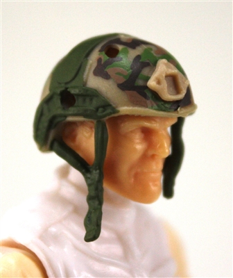 Headgear: Half-Shell Helmet TAN/GREEN/BROWN Camo Version - 1:18 Scale Modular MTF Accessory for 3-3/4" Action Figures