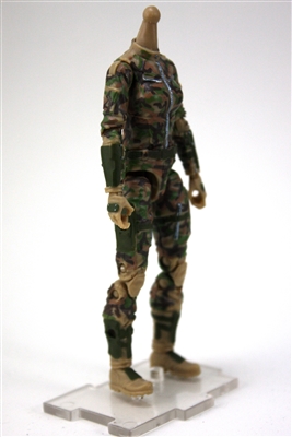 MTF Female Valkyries Body WITHOUT Head TAN/GREEN/BROWN Camo "Recon-Ops" Version BASIC - 1:18 Scale Marauder Task Force Action Figure