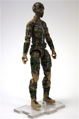 MTF Female Valkyries with Balaclava Head TAN/GREEN/BROWN Camo "Recon-Ops" Version BASIC - 1:18 Scale Marauder Task Force Action Figure