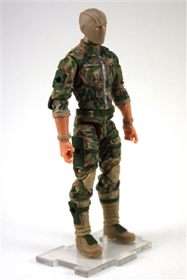 MTF Male Trooper with Balaclava Head Tan/Green/Brown Camo "Recon-Ops" Light Skin Tone with CLOTH Legs - 1:18 Scale Marauder Task Force Action Figure