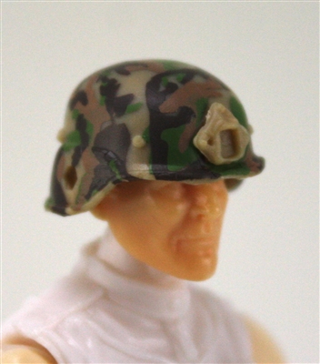 Headgear: LWH Combat Helmet TAN/GREEN/BROWN Camo Version - 1:18 Scale Modular MTF Accessory for 3-3/4" Action Figures