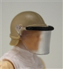 Headgear: Swat RIOT Helmet with Visor "Face Shield" LIGHT TAN Version - 1:18 Scale Modular MTF Accessory for 3-3/4" Action Figures