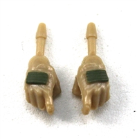 Female Hands: Tan Gloves with Green Pads - Right AND Left (Pair) - 1:18 Scale MTF Valkyries Accessory for 3-3/4" Action Figures