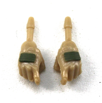 Female Hands: Tan Gloves with Green Pads - Right AND Left (Pair) - 1:18 Scale MTF Valkyries Accessory for 3-3/4" Action Figures