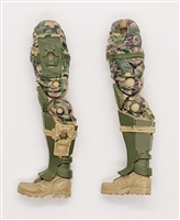 Male Legs: CAMO TAN/GREEN/BROWN CAMO Armor Legs -  Right AND Left Pair-NO WAIST-LEGS ONLY  - 1:18 Scale MTF Accessory for 3-3/4" Action Figures