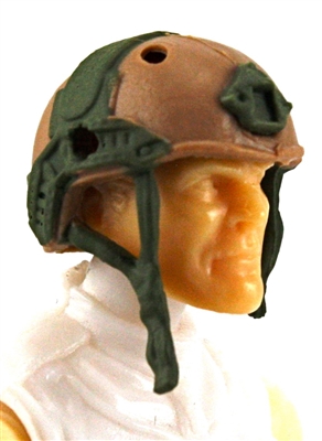 Headgear: Half-Shell Helmet BROWN & GREEN Version - 1:18 Scale Modular MTF Accessory for 3-3/4" Action Figures