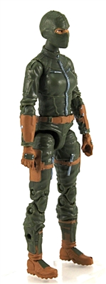 MTF Female Valkyries with Balaclava Head GREEN with BROWN "Range-Ops" Version BASIC - 1:18 Scale Marauder Task Force Action Figure