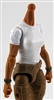 MTF Female Valkyries T-Shirt Torso ONLY (NO WAIST/LEGS): WHITE & GREEN Version with TAN Skin Tone - 1:18 Scale Marauder Task Force Accessory