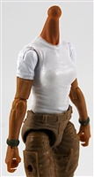 MTF Female Valkyries T-Shirt Torso ONLY (NO WAIST/LEGS): WHITE & GREEN Version with TAN Skin Tone - 1:18 Scale Marauder Task Force Accessory
