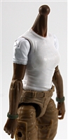 MTF Female Valkyries T-Shirt Torso ONLY (NO WAIST/LEGS): WHITE & GREEN Version with DARK Skin Tone - 1:18 Scale Marauder Task Force Accessory