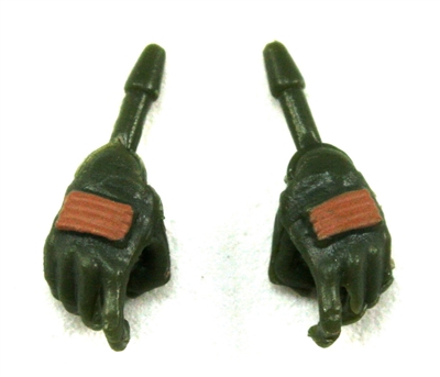 Female Hands: GREEN Gloves with BROWN Pads - Right AND Left (Pair) - 1:18 Scale MTF Valkyries Accessory for 3-3/4" Action Figures