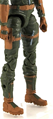 Female Legs WITH Waist: GREEN with BROWN Legs  - Right AND Left Legs WITH Waist - 1:18 Scale MTF Valkyries Accessory for 3-3/4" Action Figures