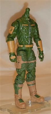 MTF Male Trooper Body WITHOUT Head GREEN with Brown "Range-Ops" CLOTH Legs (No Leg Armor) - 1:18 Scale Marauder Task Force Action Figure