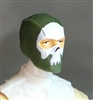 Male Head: Balaclava GREEN Mask with White "SKULL" Deco - 1:18 Scale MTF Accessory for 3-3/4" Action Figures