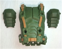 Male Vest: Armor Type GREEN with Brown Version - 1:18 Scale Modular MTF Accessory for 3-3/4" Action Figures