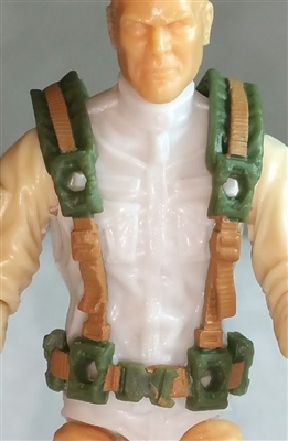 Male Vest: Harness Rig GREEN with Brown Version - 1:18 Scale Modular MTF Accessory for 3-3/4" Action Figures