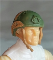 Headgear: Half-Shell Helmet GREEN & Brown Version - 1:18 Scale Modular MTF Accessory for 3-3/4" Action Figures