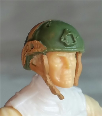 Headgear: Half-Shell Helmet GREEN & Brown Version - 1:18 Scale Modular MTF Accessory for 3-3/4" Action Figures