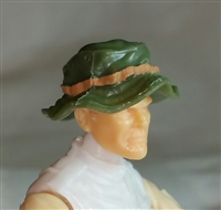 Headgear: Boonie Hat GREEN & Brown Version - 1:18 Scale Modular MTF Accessory for 3-3/4" Action Figures