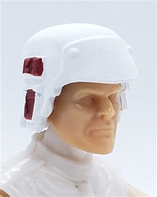 Headgear: Armor Helmet WHITE with RED Version - 1:18 Scale Modular MTF Accessory for 3-3/4" Action Figures
