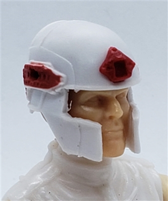 Headgear: Tactical Helmet WHITE with RED Version - 1:18 Scale Modular MTF Accessory for 3-3/4" Action Figures