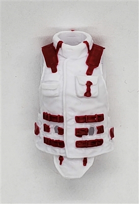 Female Vest: High Collar Type WHITE with RED Version - 1:18 Scale Modular MTF Valkyries Accessory for 3-3/4" Action Figures