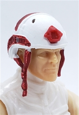 Headgear: Half-Shell Helmet WHITE with RED Version - 1:18 Scale Modular MTF Accessory for 3-3/4" Action Figures