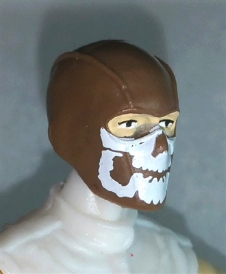 Male Head: Balaclava BROWN Mask with White "JAW" Deco - 1:18 Scale MTF Accessory for 3-3/4" Action Figures