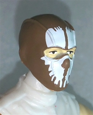 Male Head: Balaclava BROWN Mask with White "SPLIT SKULL" Deco - 1:18 Scale MTF Accessory for 3-3/4" Action Figures