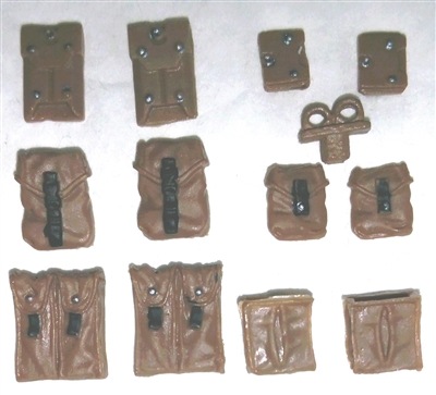 Pouch & Pocket Deluxe Modular Set: BROWN Version - 1:18 Scale Modular MTF Accessories for 3-3/4" Action Figures