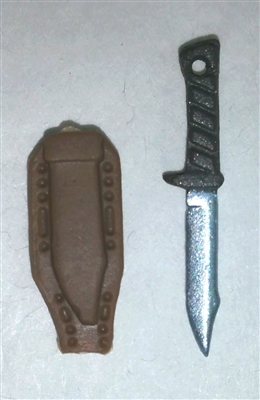 Fighting Knife & Sheath: Large Size BROWN Version - 1:18 Scale Modular MTF Accessory for 3-3/4" Action Figures