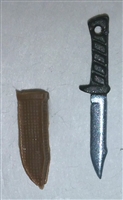 Fighting Knife & Sheath: Small Size BROWN Version - 1:18 Scale Modular MTF Accessory for 3-3/4" Action Figures