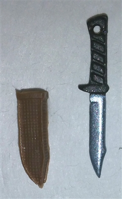 Fighting Knife & Sheath: Small Size BROWN Version - 1:18 Scale Modular MTF Accessory for 3-3/4" Action Figures