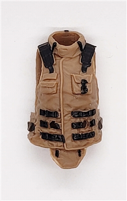 Female Vest: High Collar Type BROWN with BLACK Version - 1:18 Scale Modular MTF Valkyries Accessory for 3-3/4" Action Figures