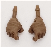 Male Hands: BROWN Full Gloves Right AND Left (Pair) - 1:18 Scale MTF Accessory for 3-3/4" Action Figures