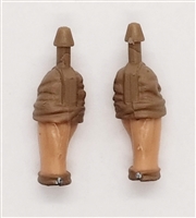 Male Forearms: Bare with BROWN Rolled Up Sleeves Light Skin Tone - Right AND Left (Pair) - 1:18 Scale MTF Accessory for 3-3/4" Action Figures
