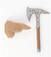 Tactical Axe "Tomahawk" & Sheath: BROWN Version - 1:18 Scale Modular MTF Accessory for 3-3/4" Action Figures