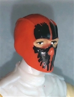 Male Head: Balaclava ORANGE Mask with Black "SPLIT SKULL" Deco - 1:18 Scale MTF Accessory for 3-3/4" Action Figures