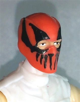 Male Head: Balaclava ORANGE Mask with Black "FANG" Deco - 1:18 Scale MTF Accessory for 3-3/4" Action Figures