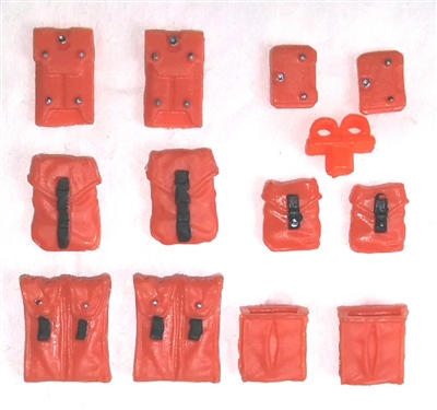 Pouch & Pocket Deluxe Modular Set: ORANGE Version - 1:18 Scale Modular MTF Accessories for 3-3/4" Action Figures