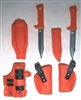 Pistol Holster & Knife Sheath Deluxe Modular Set: ORANGE Version - 1:18 Scale Modular MTF Accessories for 3-3/4" Action Figures