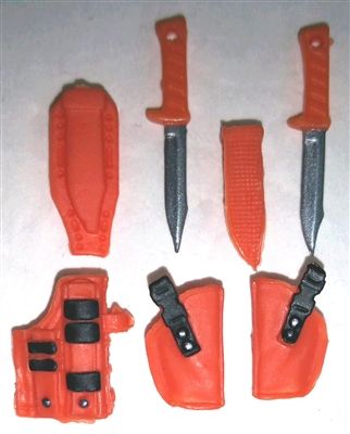Pistol Holster & Knife Sheath Deluxe Modular Set: ORANGE Version - 1:18 Scale Modular MTF Accessories for 3-3/4" Action Figures