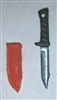 Fighting Knife & Sheath: Small Size ORANGE Version - 1:18 Scale Modular MTF Accessory for 3-3/4" Action Figures