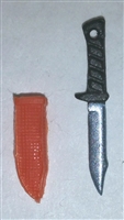 Fighting Knife & Sheath: Small Size ORANGE Version - 1:18 Scale Modular MTF Accessory for 3-3/4" Action Figures